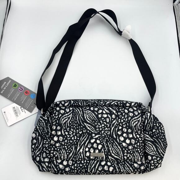 Baggallini Daily Machine Wash Messenger Bag Black & White New NWT Security RFID - Picture 1 of 7